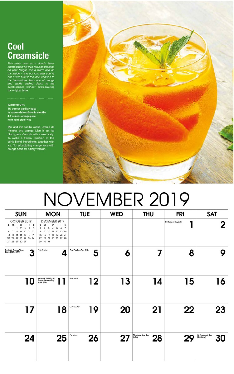 Happy Hour Calendar - November