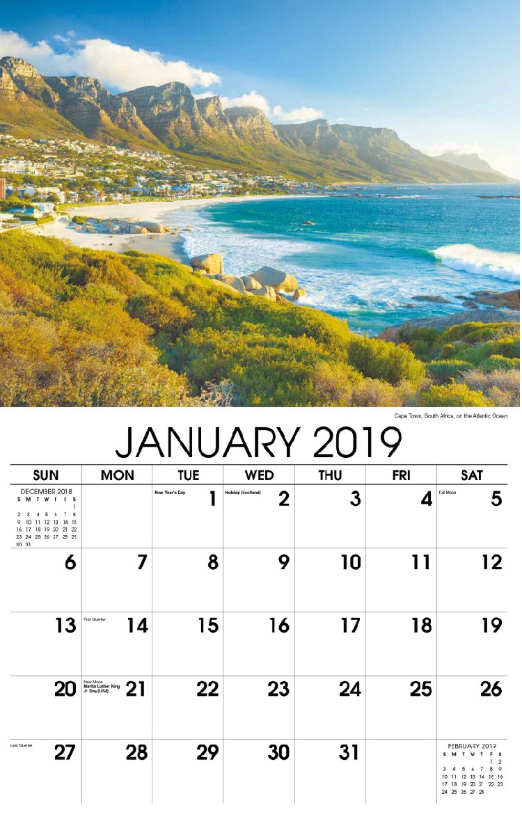 Sun, Sand and Surf Calendar - January