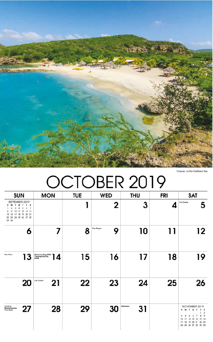 Sun, Sand and Surf Calendar - October