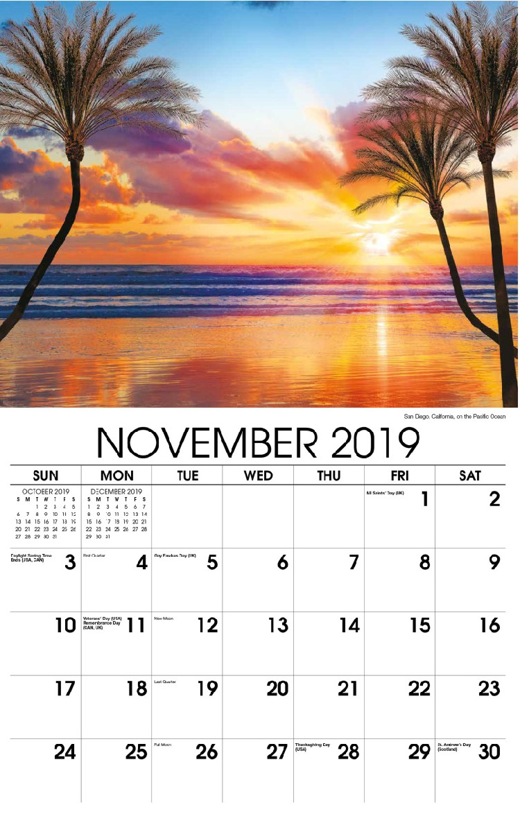 Sun, Sand and Surf Calendar - November