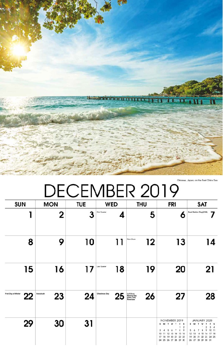 Sun, Sand and Surf Calendar - December