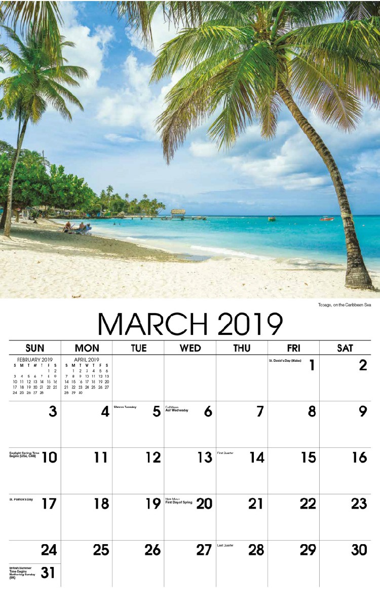Sun, Sand and Surf Calendar - March