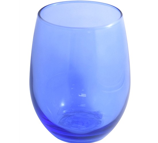 Veranda Blue 15 oz Stemless Wine Colored Glass