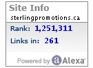Alexa certified traffic ranking for Sterling Promotions Inc.
