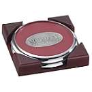 Solid Chrome Coasters in Cherry Box
