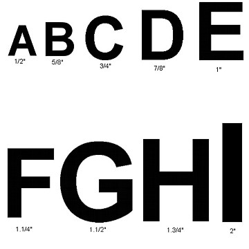 Tactile Letters Sizes