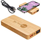 Bamboo 10000mAh Dual Port Power Bank with 10W Wireless Charger