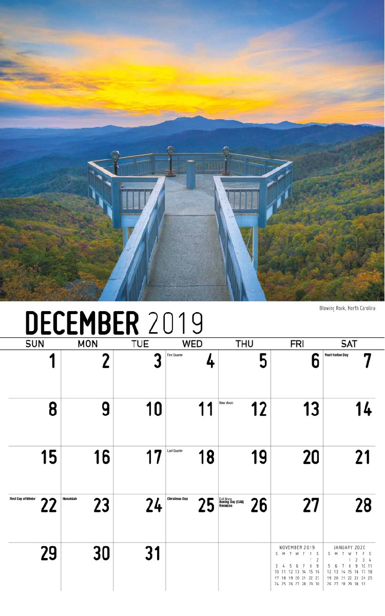 American Scenic Calendar - December