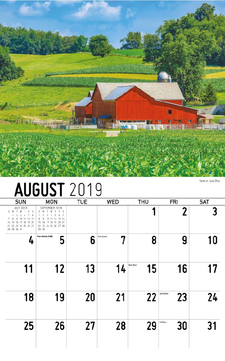 American Scenic Calendar - August