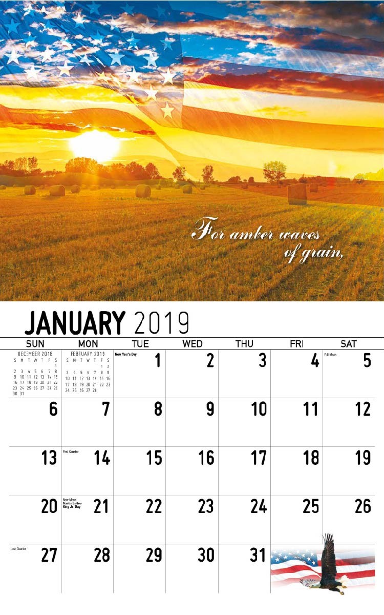 America The Beautiful Wall Calendar - January