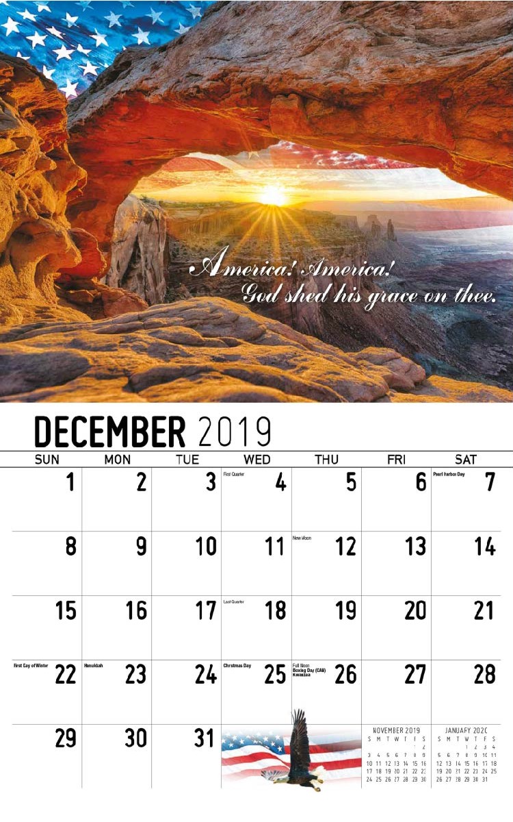 America The Beautiful Wall Calendar - December
