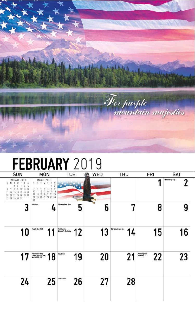 America The Beautiful Wall Calendar - February