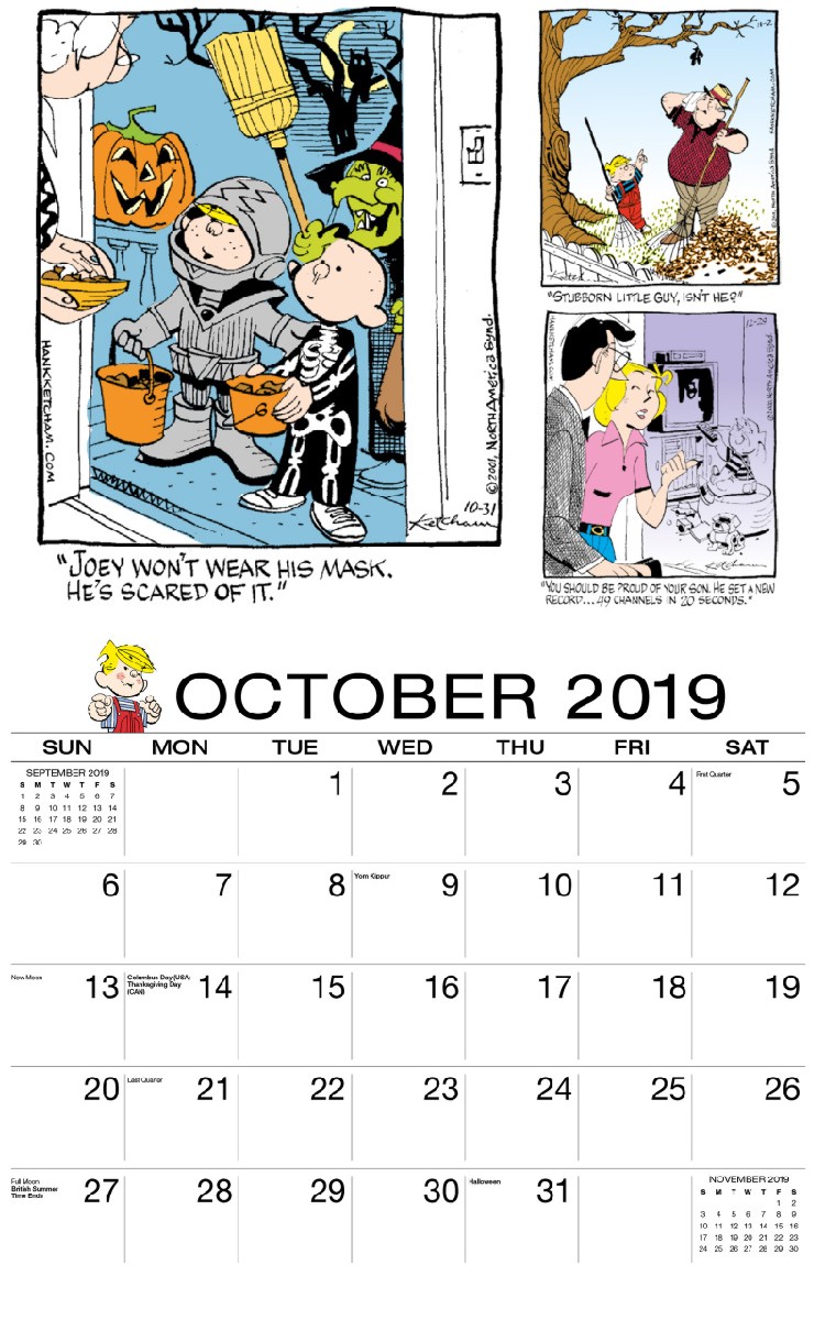 Dennis The Menace Calendar October