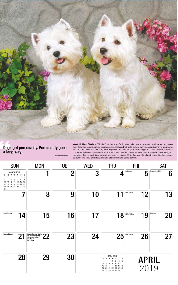 Dogs Calendar - April