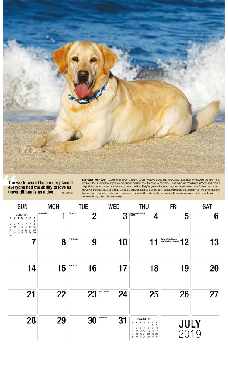 Dogs Calendar - July