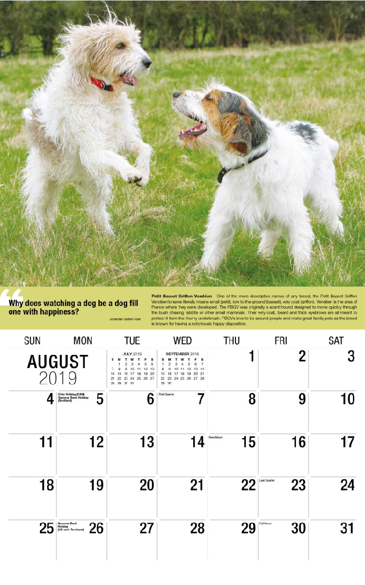 Dogs Calendar - August