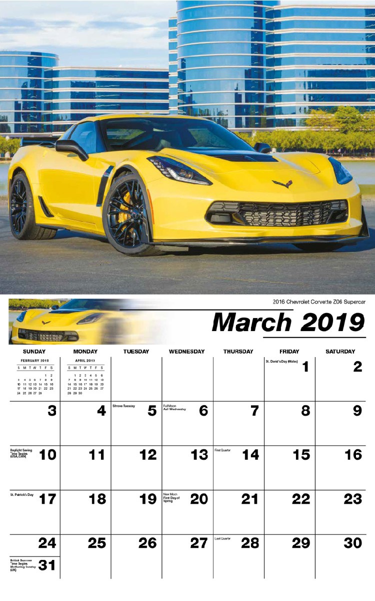 Exotic Cars Calendar - March