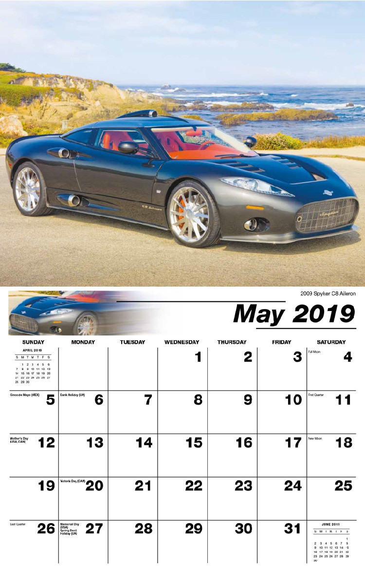 Exotic Cars Calendar - May