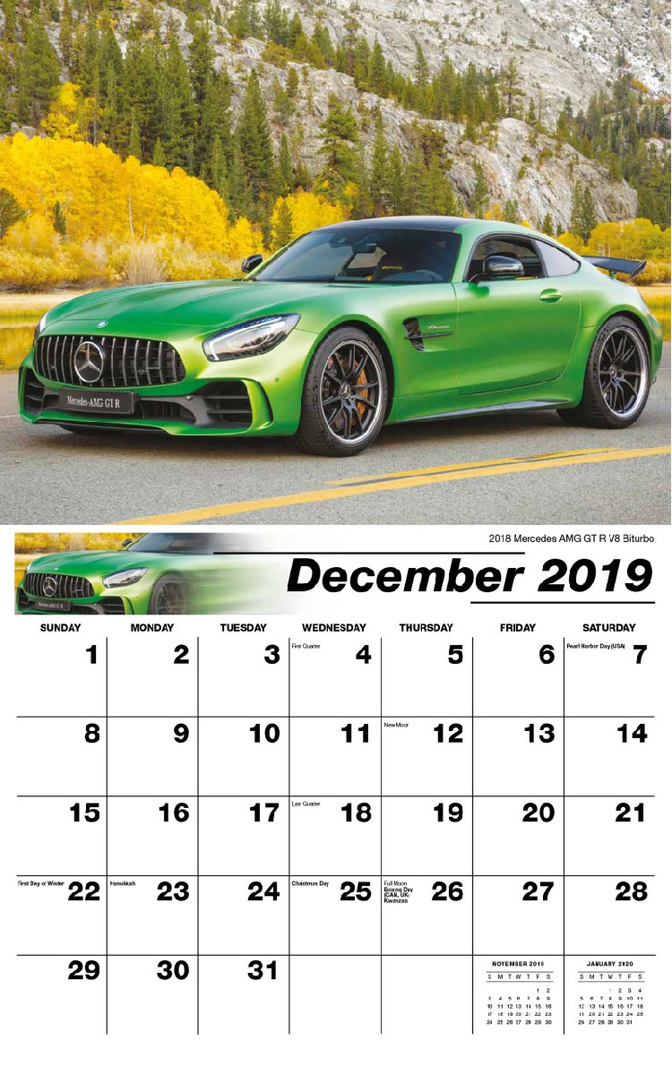 Exotic Cars Calendar - December