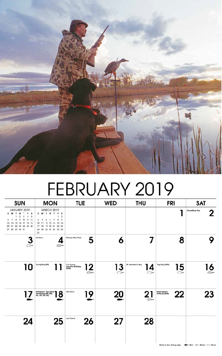 Fishing and Hunting Calendar - February