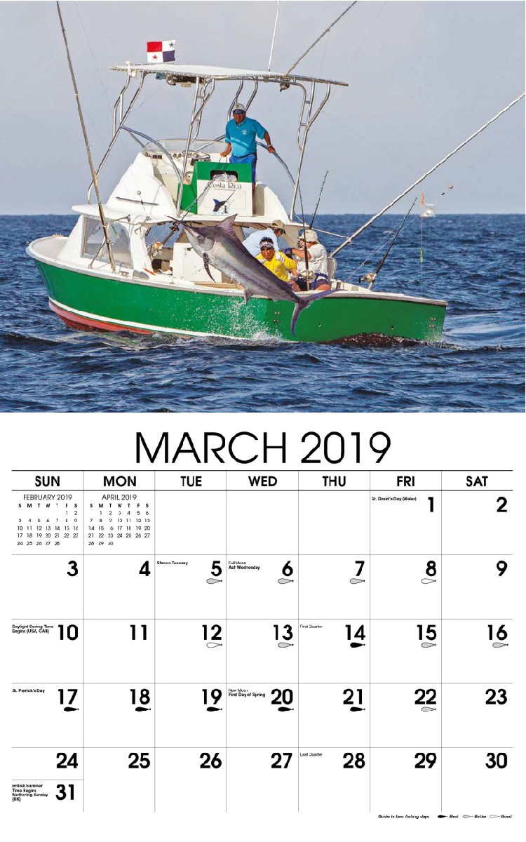 Fishing and Hunting Wall Calendar - March