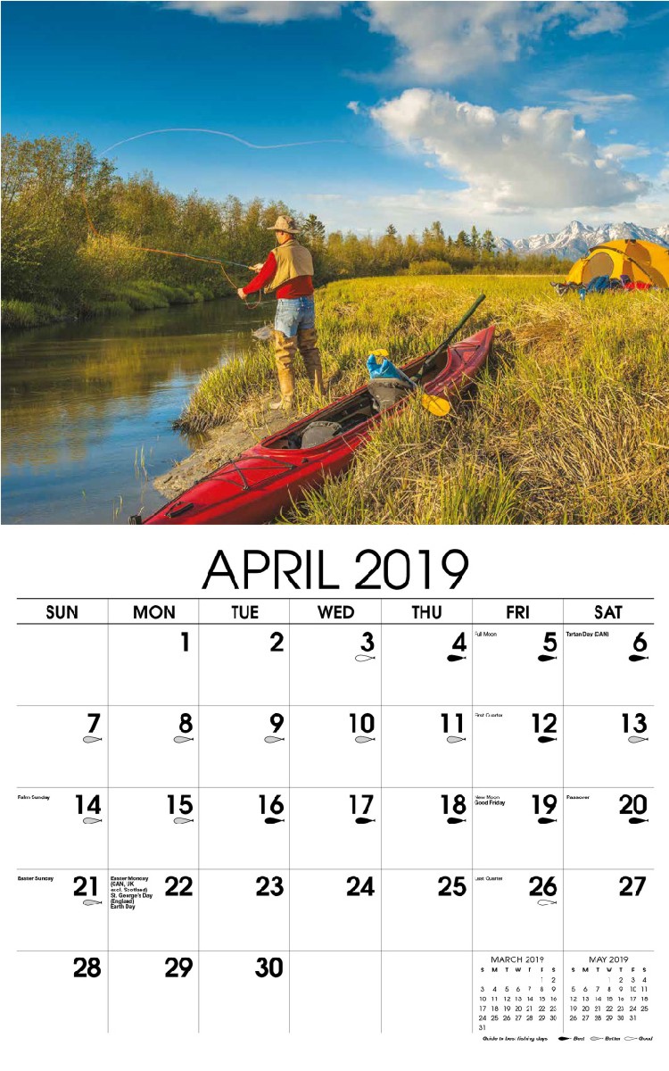 Fishing and Hunting Wall Calendar - April