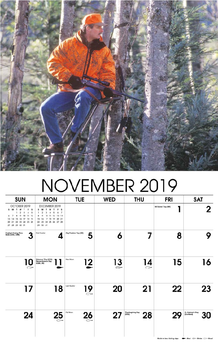 Fishing and Hunting Wall Calendar - November