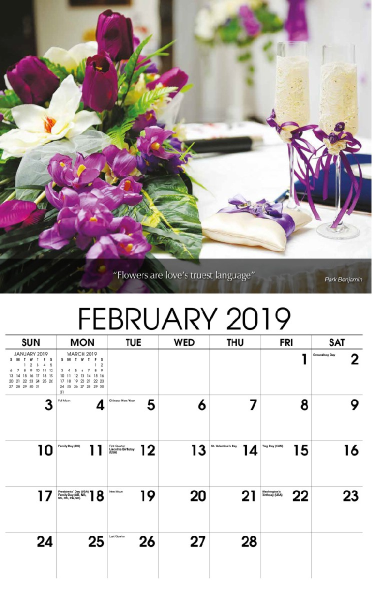 Flowers & Gardens Calendar - February