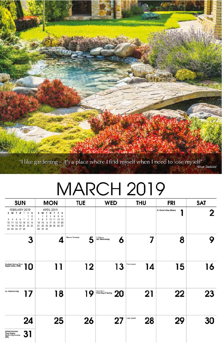 Flowers & Gardens Calendar - March