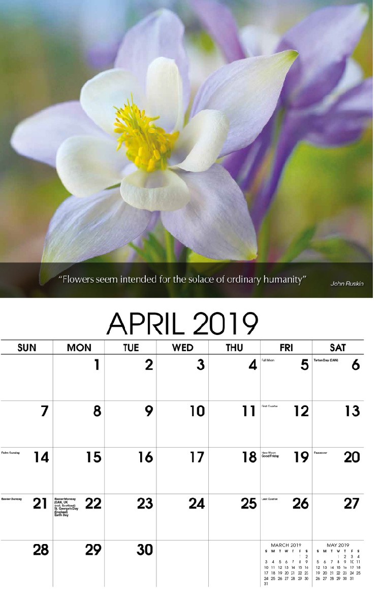 Flowers & Gardens Calendar - April