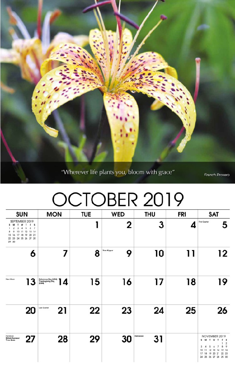 Flowers & Gardens Calendar - October