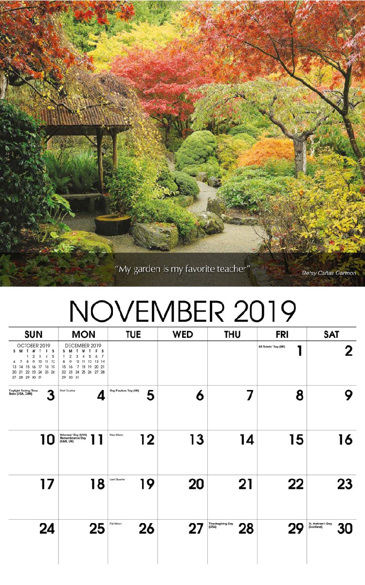 Flowers & Gardens Calendar - November