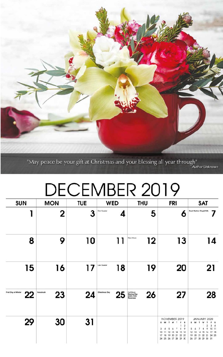 Flowers & Gardens Calendar - December