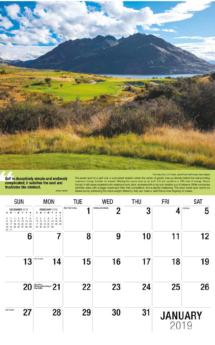 Golf Tips Calendar - January