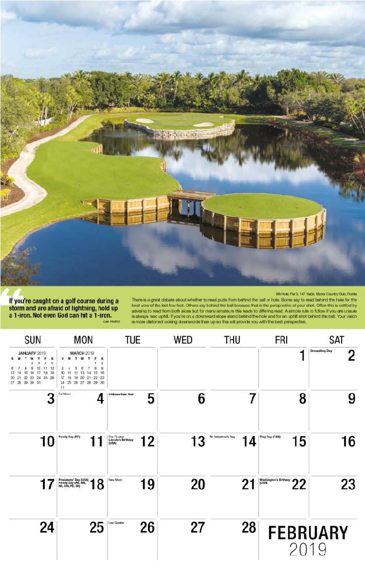 Golf Tips Calendar - February