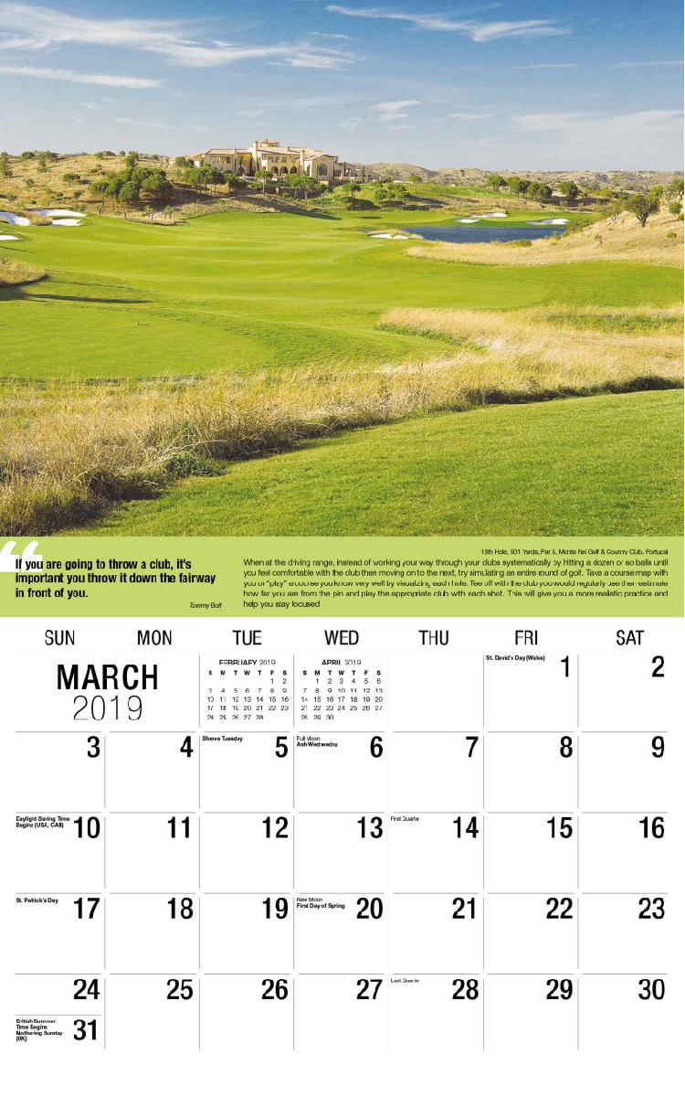 Golf Tips Calendar - March