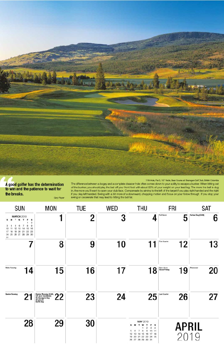 Golf Tips Calendar - April