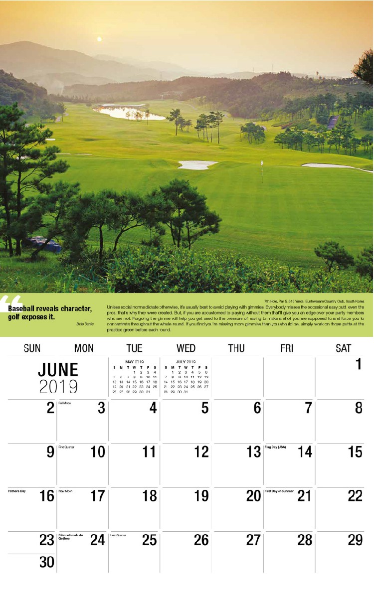 Golf Tips Calendar - June