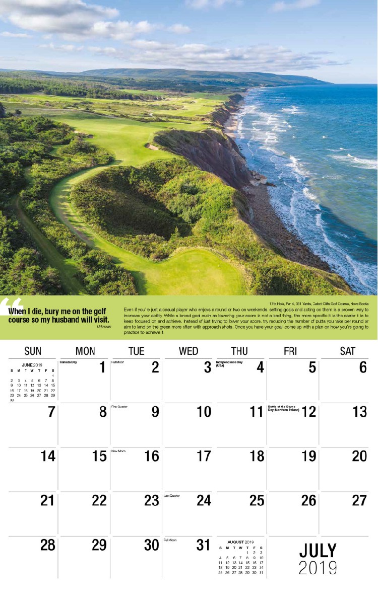 Golf Tips Calendar - July
