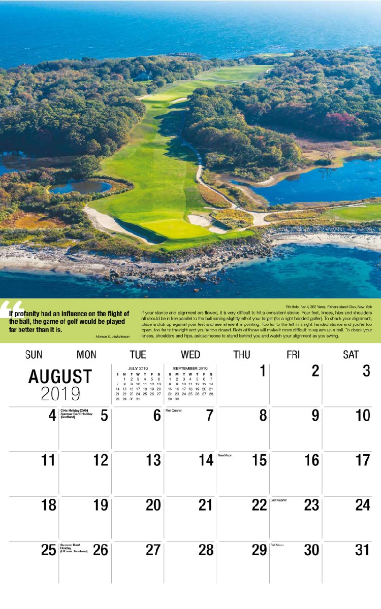 Golf Tips Calendar August