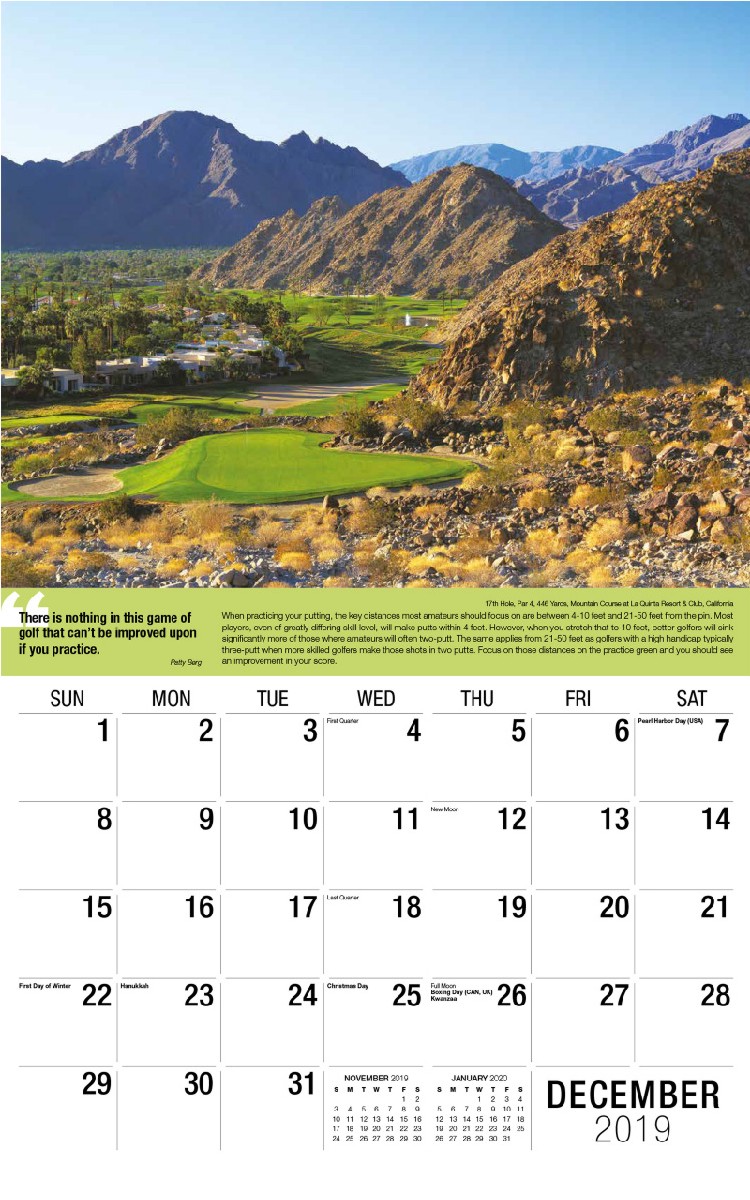 Golf Tips Calendar - December