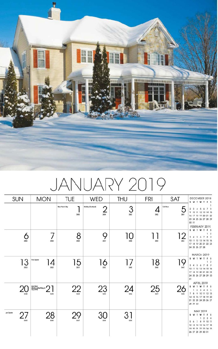 Homes Wall Calendar - January