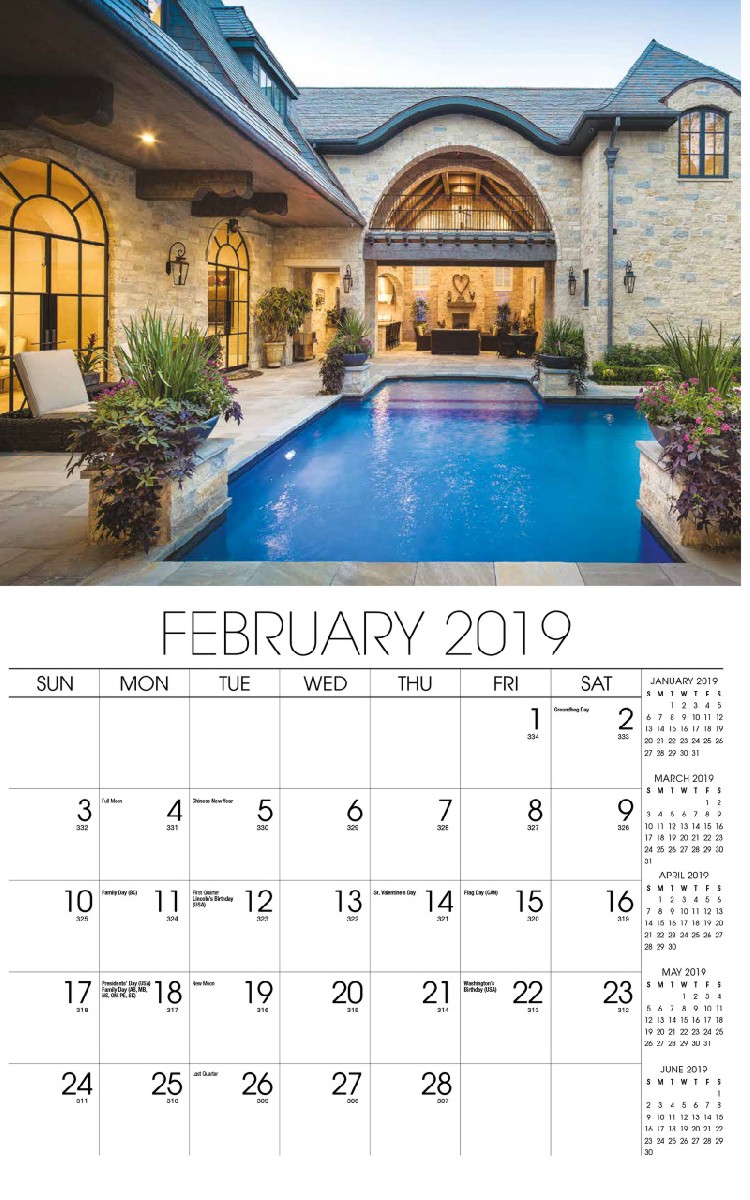 Homes Wall Calendar - February