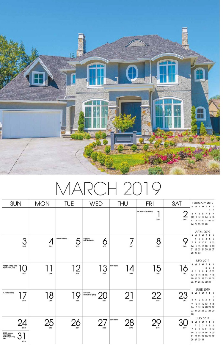 Homes Wall Calendar - March