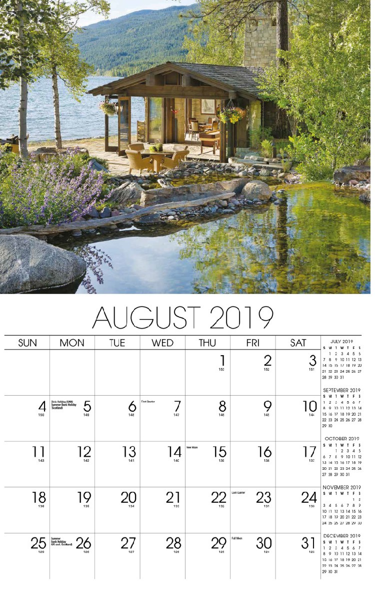 Homes Wall Calendar - August