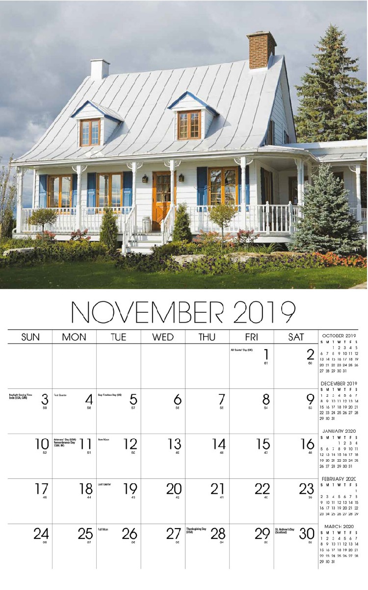 Homes Wall Calendar - November