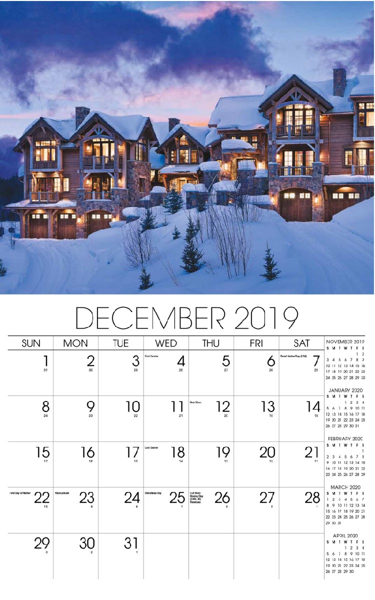 Homes Wall Calendar - December