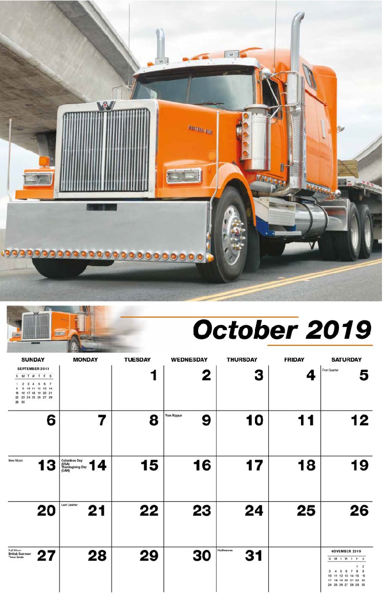 Kings of the Road Calendar - October