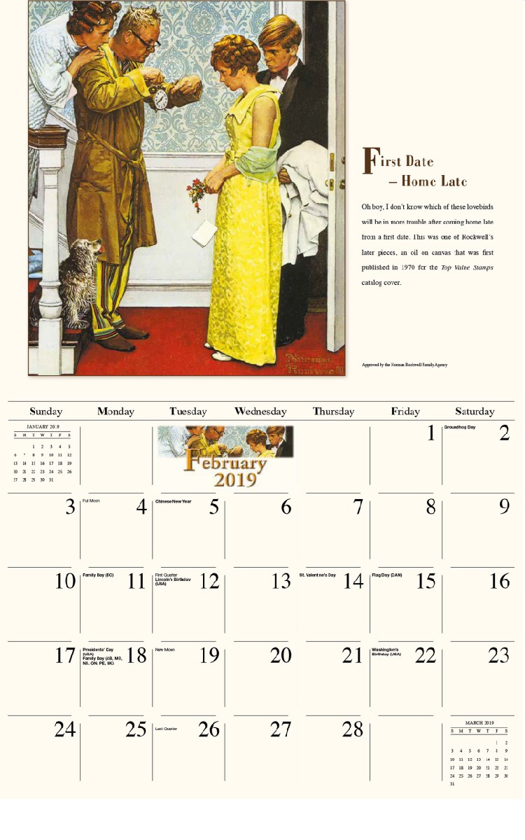 Norman Rockwell Calendar - February
