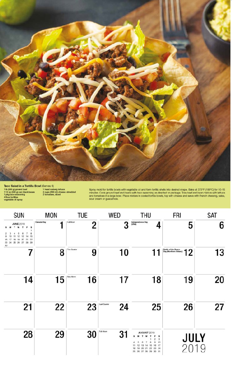 Recipes Calendar - July
